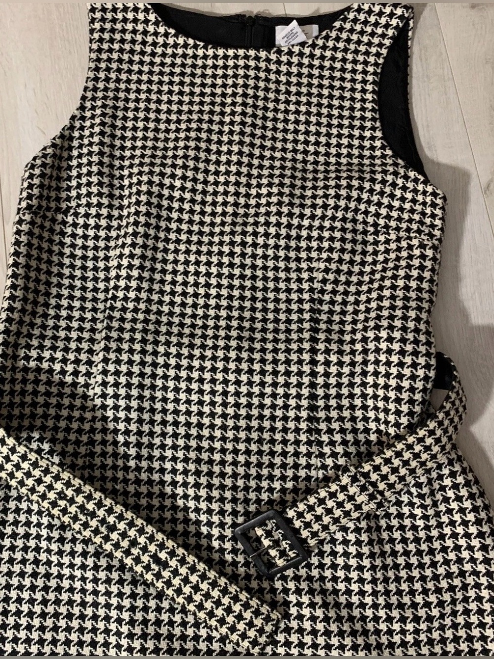 Ann Taylor Wool Blend White Black Houndstooth Belted
Lined Sheath Dress Size 10 - Picture 4 of 11